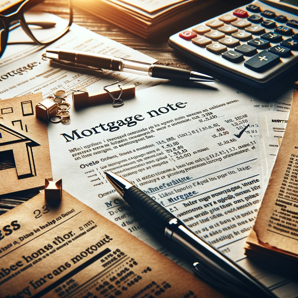 A desk scattered with mortgage documents, financial notes, a calculator, pen, and glasses, symbolizing active mortgage planning and analysis.